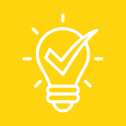 Lightbulb with checkmark icon